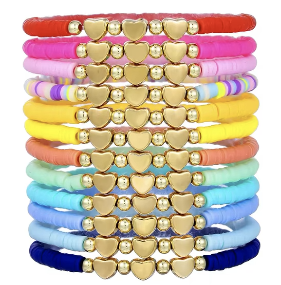 Beaded Heart Bracelet Set of 12