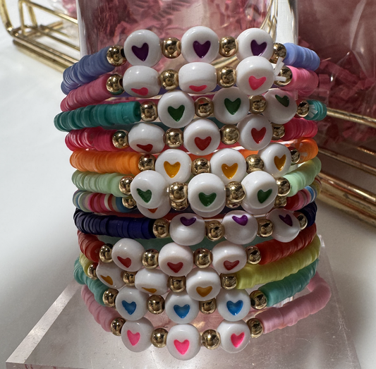 Beaded Red Heart Bracelet Set of 12