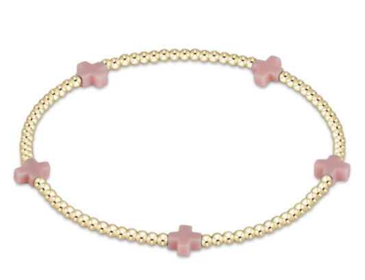 signature cross small gold pattern 2mm bead bracelet- PK