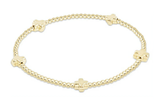 egirl signature cross small gold pattern 2mm bead bracelet