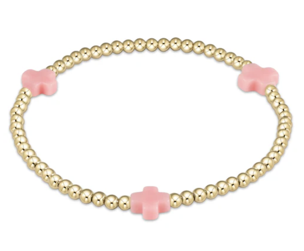 egirl signature cross bracelet gold 3mm Pink