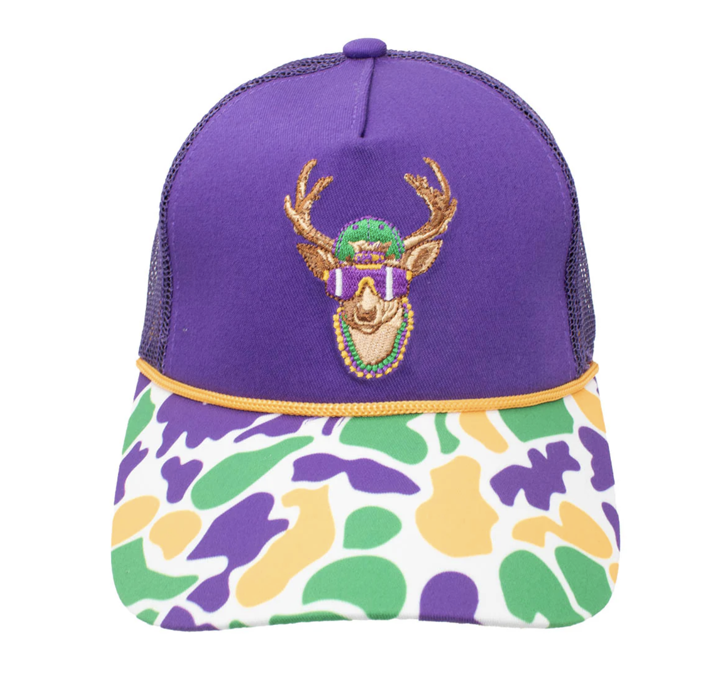 Camo Rope Trucker Embroidered Deer Mardi Gras