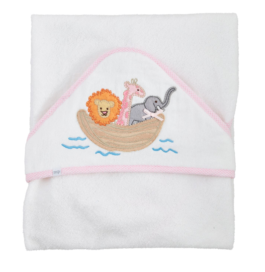 Pink Noahs Ark Hooded Towel