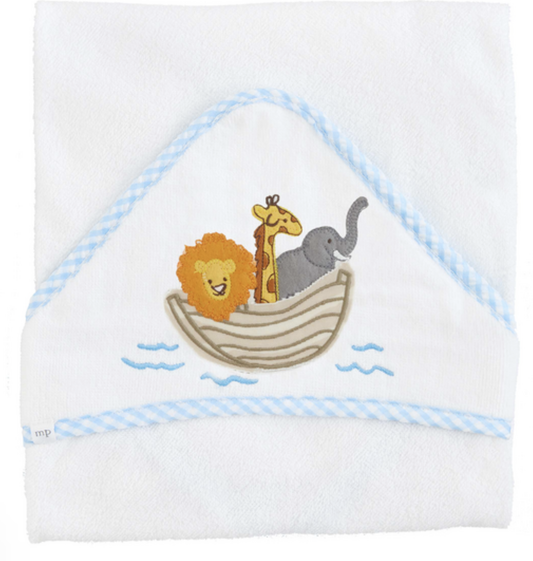 Noah's Ark Blue Hooded Towel