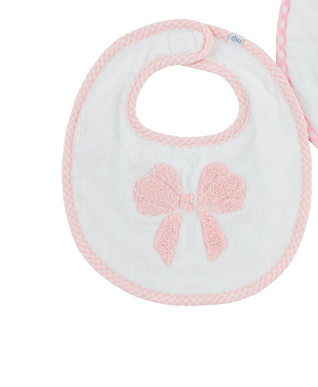 Pink Boucle Bow Bib