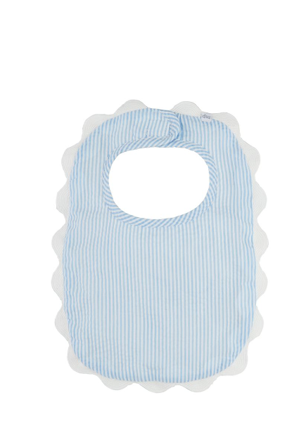 Blue Seersucker Scallop Bib