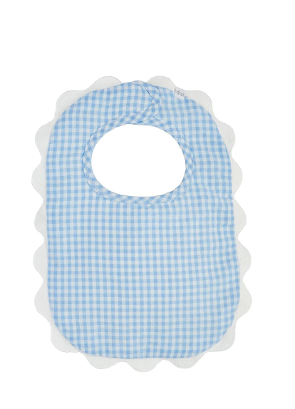 Blue Gingham Scallop Bib