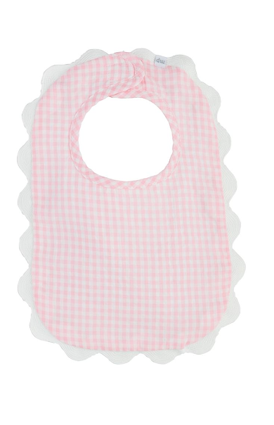 Pink Gingham Scallop Bib