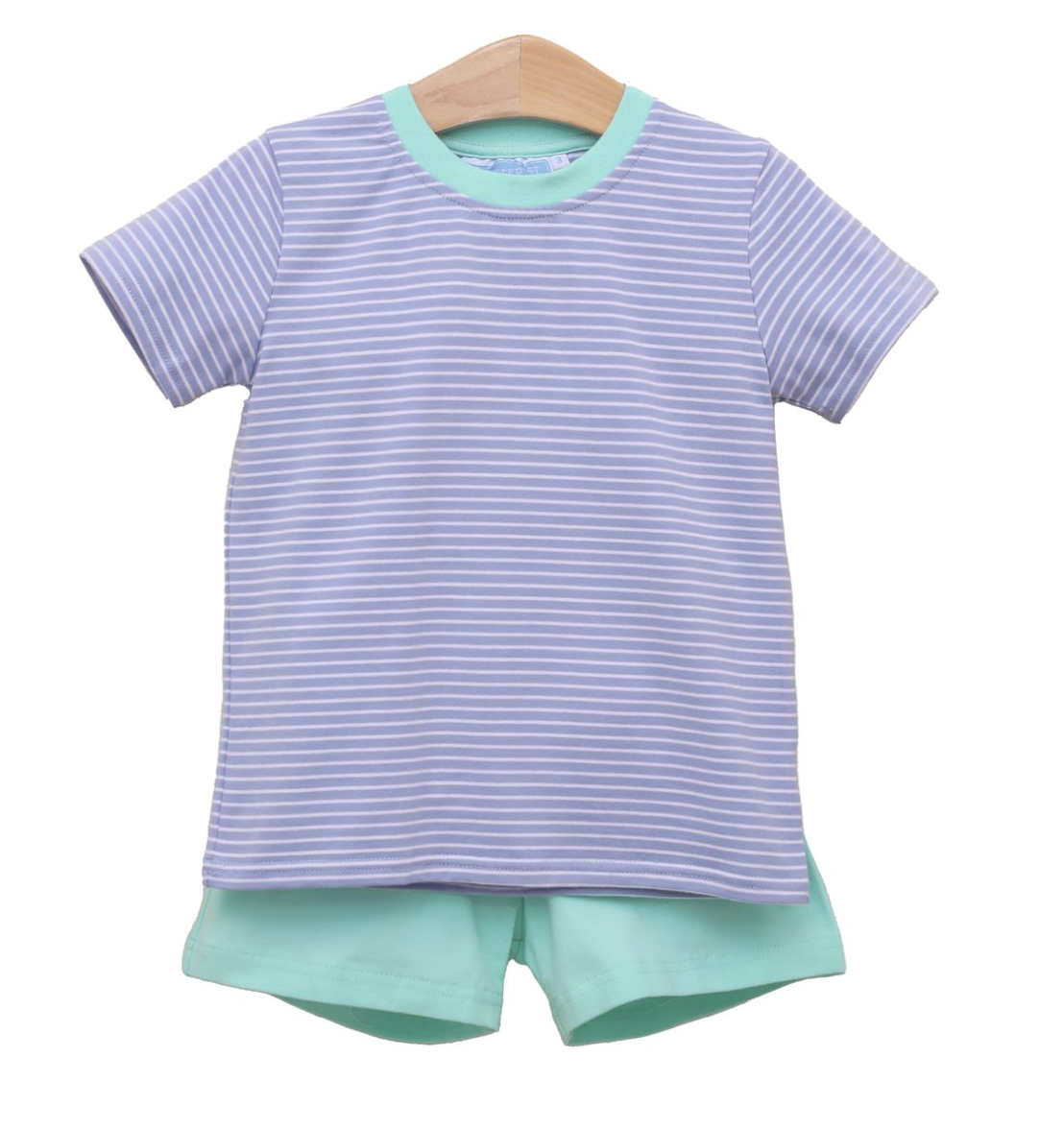 TSK Drew Short Set- Cadet Blue Stripe/Mint