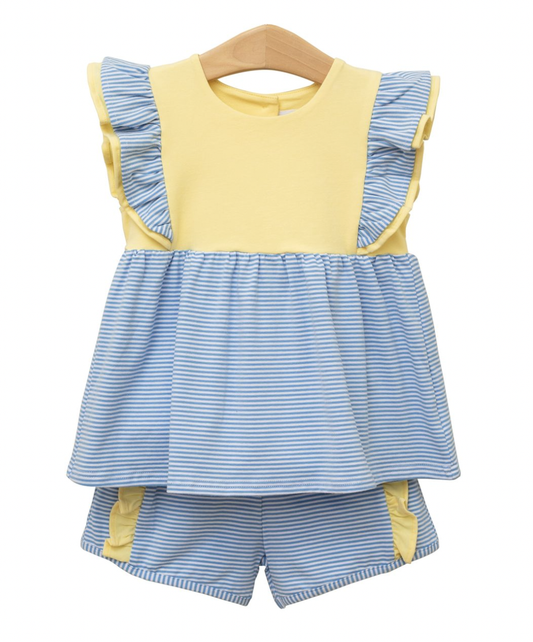 TSK Rosie Short Set- Cornflower Stripe/Yellow