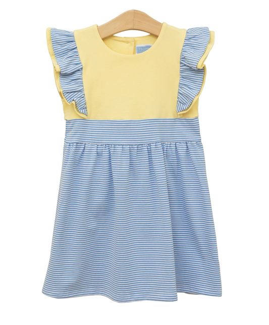 TSK Rosie Dress- Cornflower Stripe/Yellow