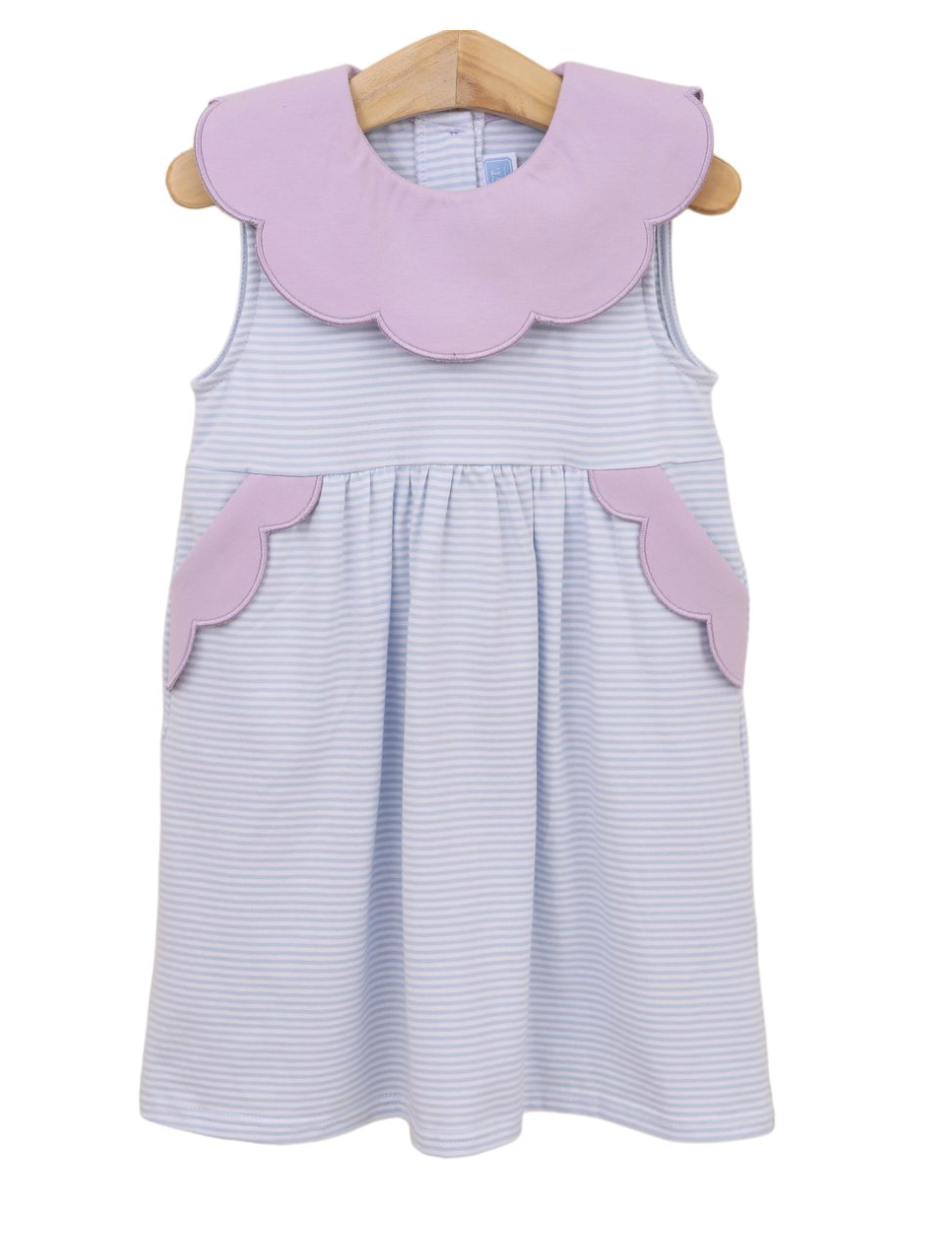 TSK Penelope Dress- Light Blue Stripe/Lavender