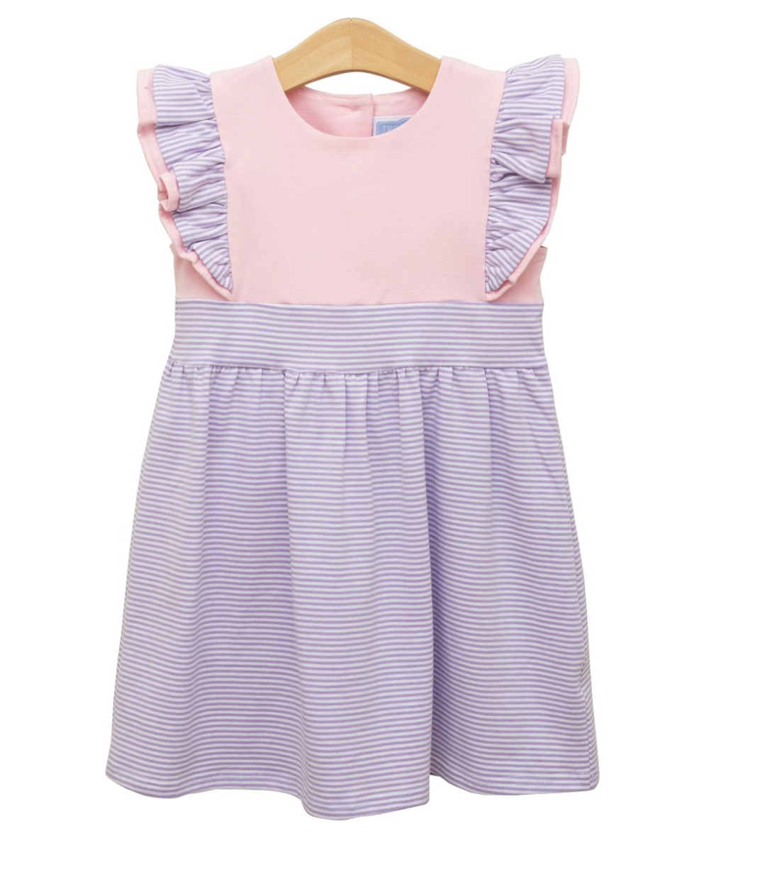 TSK Rosie Dress- Lavender Stripe/Light Pink