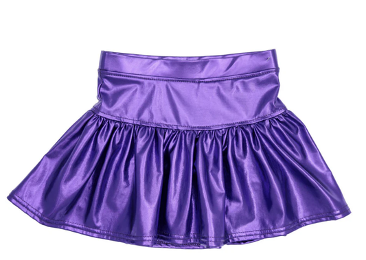 Slick Metallic Gathered Skort in Purple