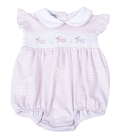 Magnolia Baby Hippity Hop Classic Smocked Flutter Bubble Pink