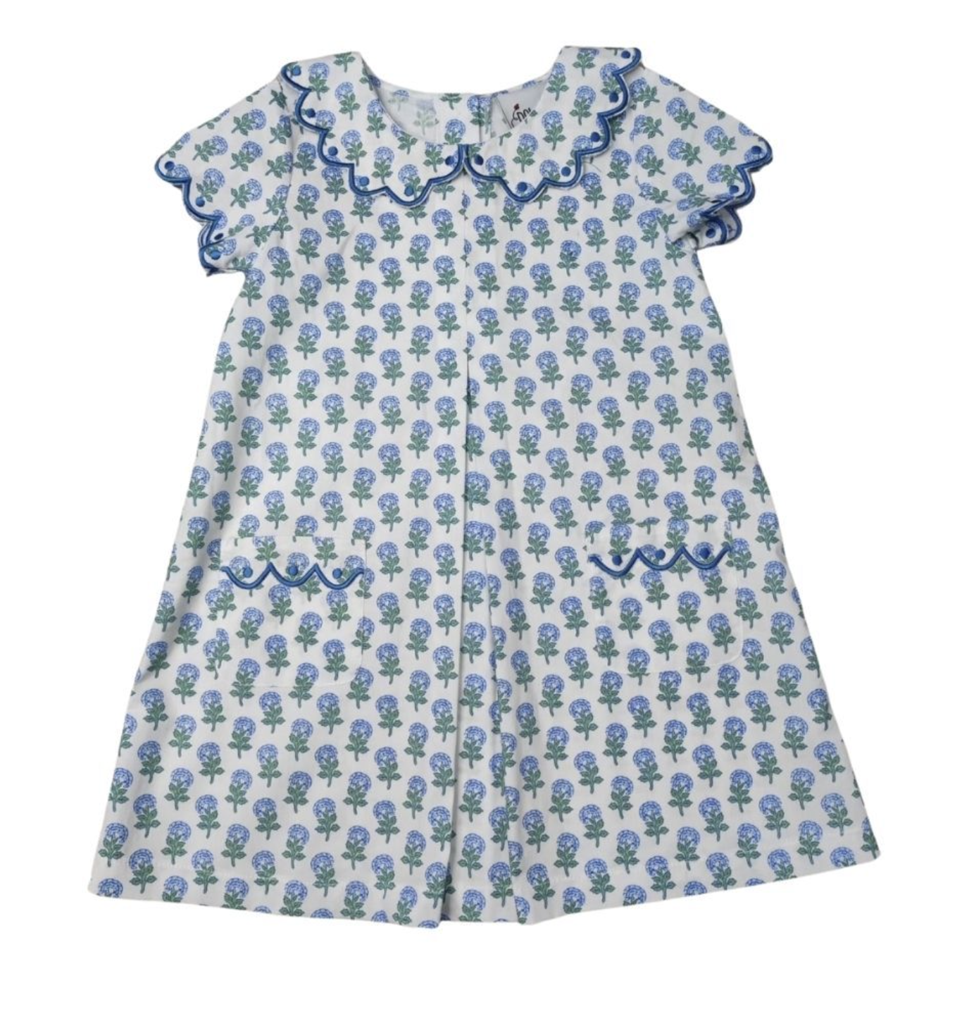 Girls Hydrangea Print Pleated Front Aline Dress