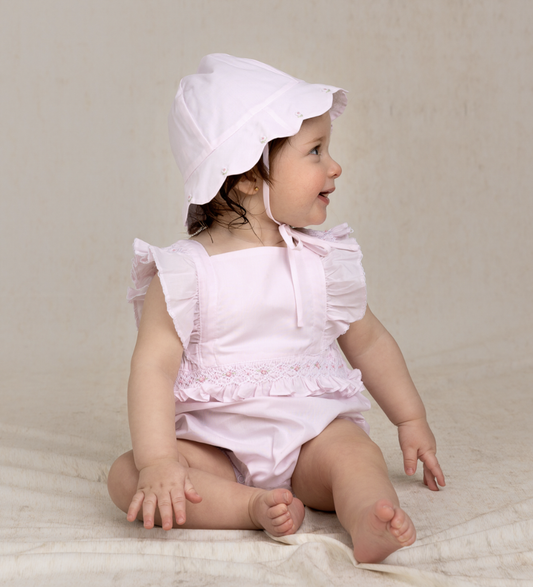 FB Pink Smocked Ruffle Romper