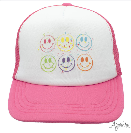 Splatter Smiley Youth Hot Pink Trucker Cap