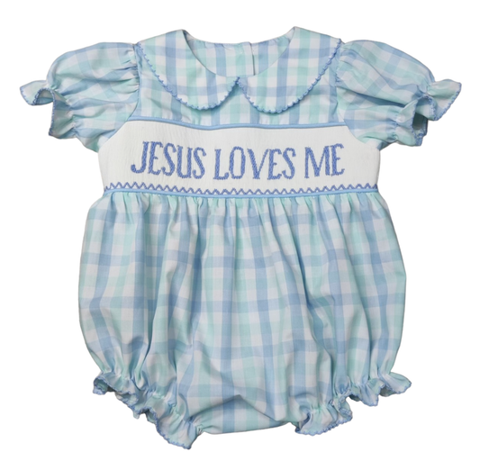 TSJesus Loves Me Smocked Bubble