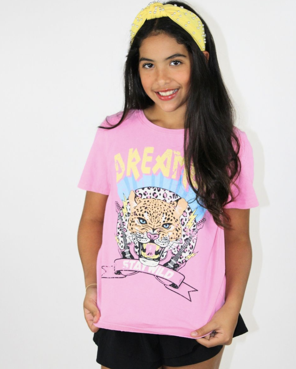 Pink Cosmic Dreamer Leopard Distressed Shirt