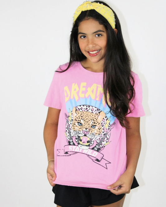Pink Cosmic Dreamer Leopard Distressed Shirt