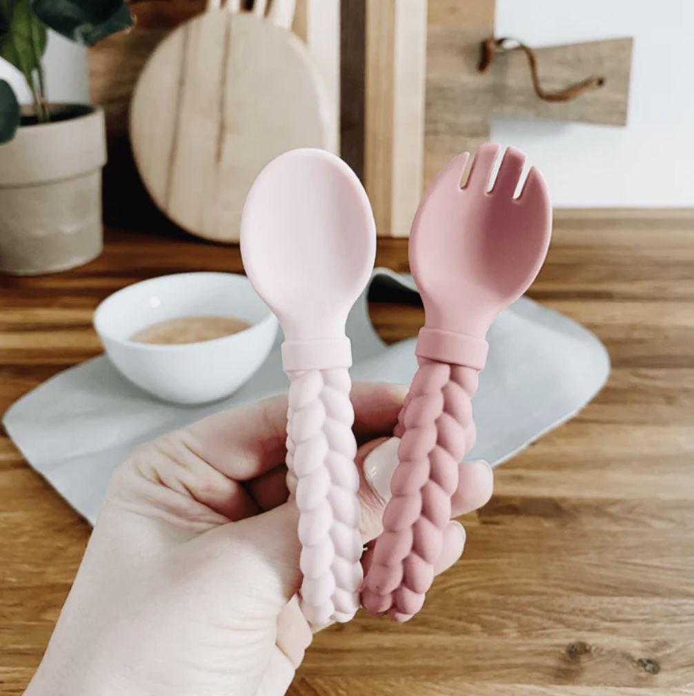 Silicone Pink Fork & Spoon Set