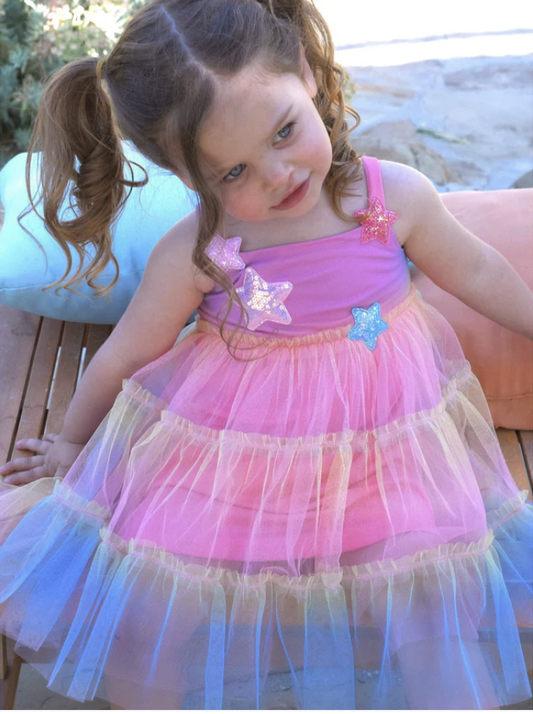 Baby Sara Tiered Tulle Dress w/ Sequin Stars ~ Multi