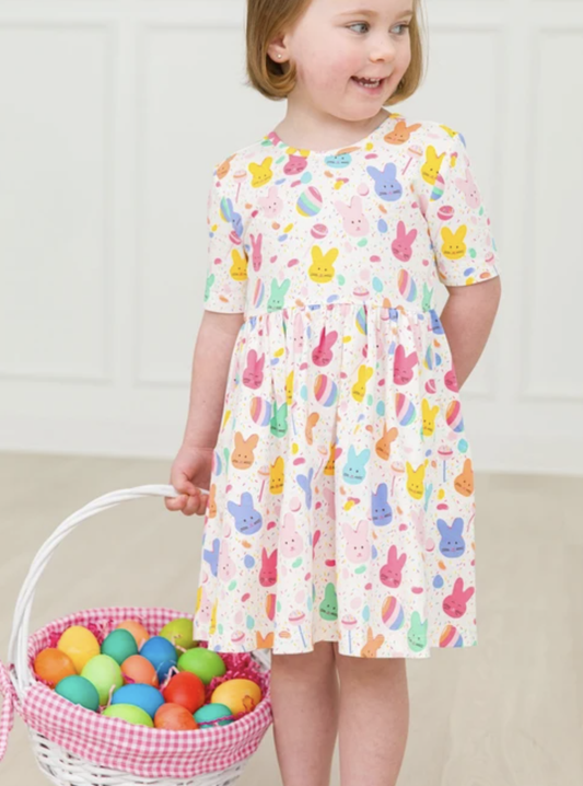 Sugar Rush Knit Short Sleeve Twirl Dress