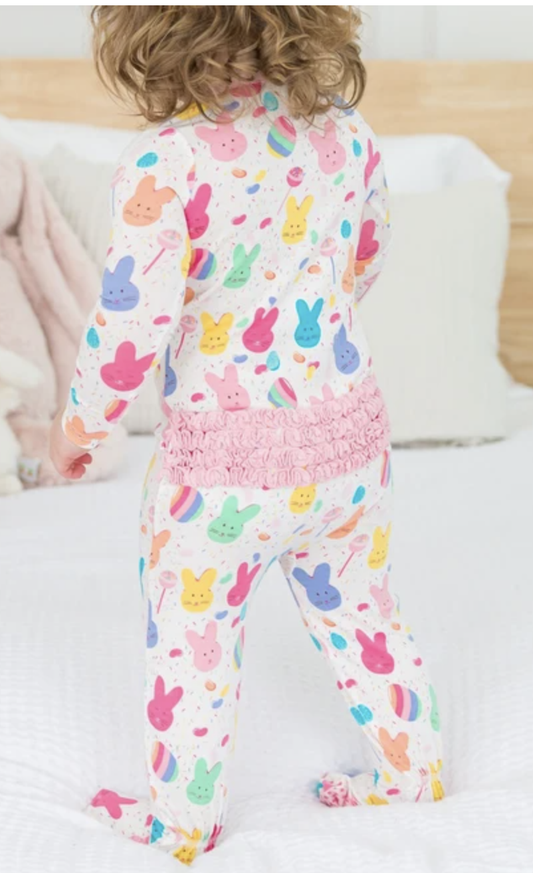 Sugar Rush Ruffle One Piece Footie Pajamas