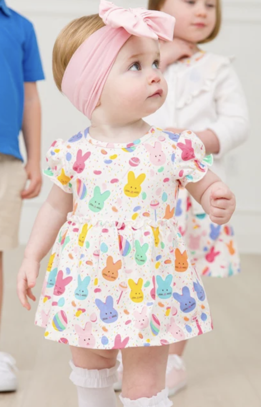 Sugar Rush Knit Puff Sleeve Skirted Romper