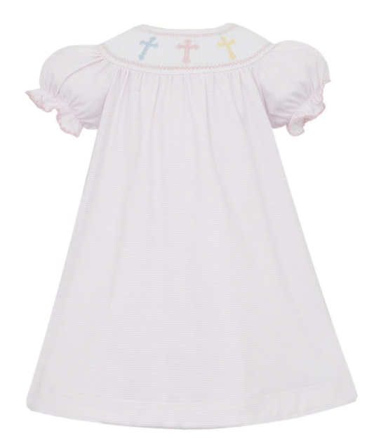 Petit Bebe Crosses Girl Pink Stripe Knit Bishop