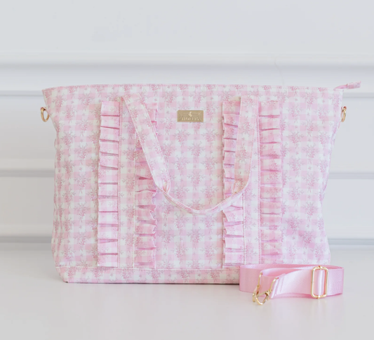 Ruffled Nylon Tote Bag Floral