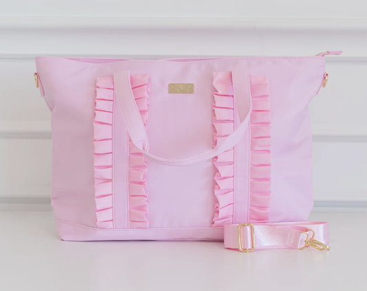 Ruffled Nylon Tote Bag Pink