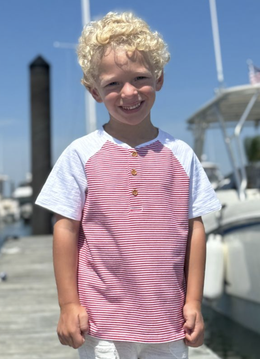 Beacon Red/White Stripe Henley