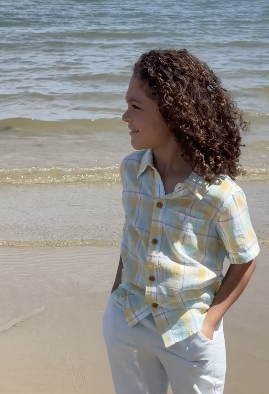 Newport Lemon/Aqua Plaid Shirt