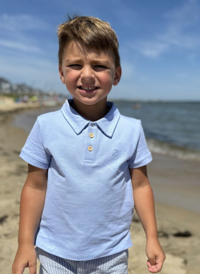 Shipping Blue Pique Polo