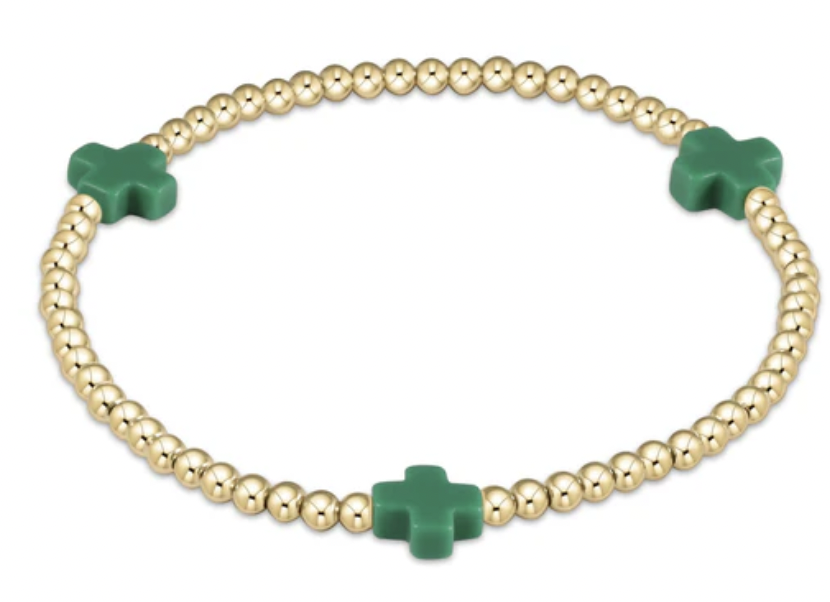 Egirl Signature Cross 3MM Bracelet- Emerald