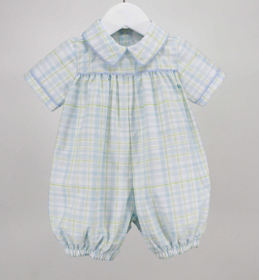 Blue & Green Plaid Romper