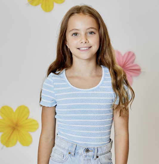 DH Blue Stripe Combo Top