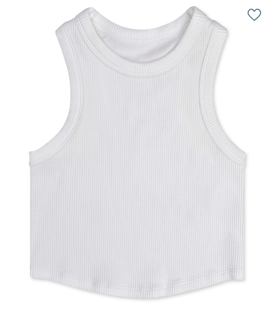 White Cropped Racer Back Top
