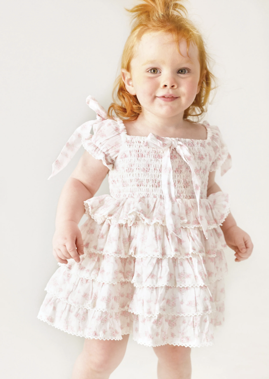 Pink Ditsy Gingham  Darcy Mini Dress