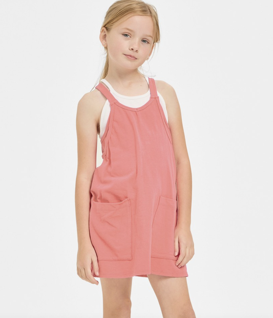 Peach Relaxed Tank Dress with Built-in Romper Lining