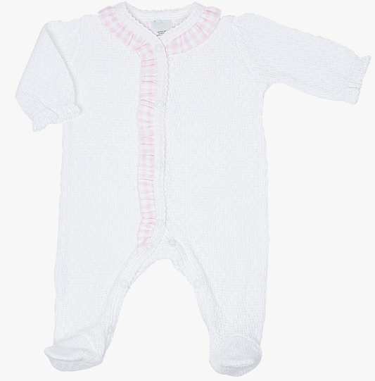 Paty Knit Footie w/Ruffle Pink