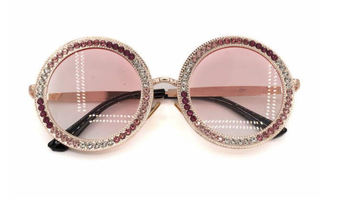 Crystal Circle Sunglasses Frame Multi Pink
