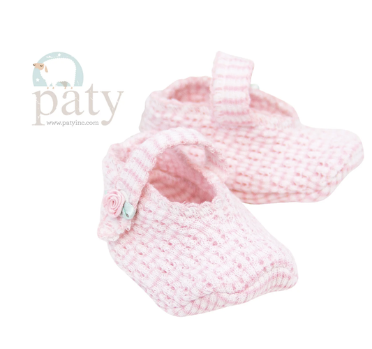 Pink Crib Shoes W/ Rosettes
