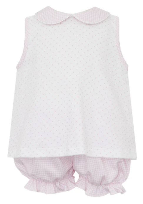 Brooke Pink & White Polka Dot Knit Swing Top Bloomer Set