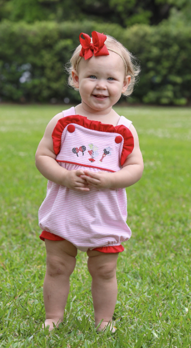 TSK Mouse Embroidery Ruffle Sunsuit