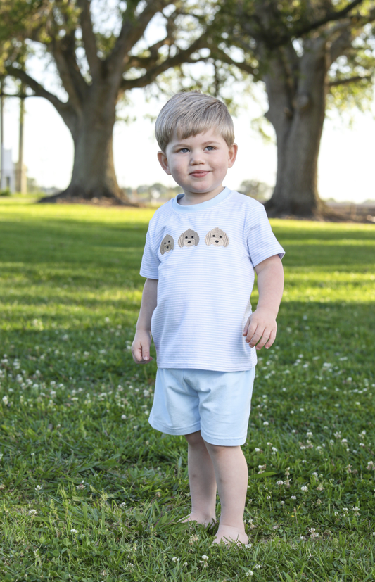 TSK Puppy Trio Embroidery Short Set