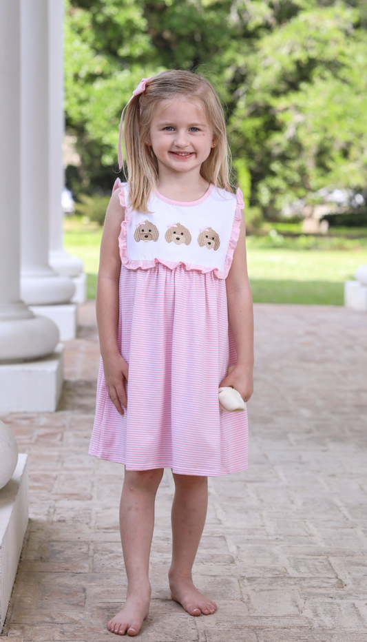 TSK Puppy Trio Embroidery Dress
