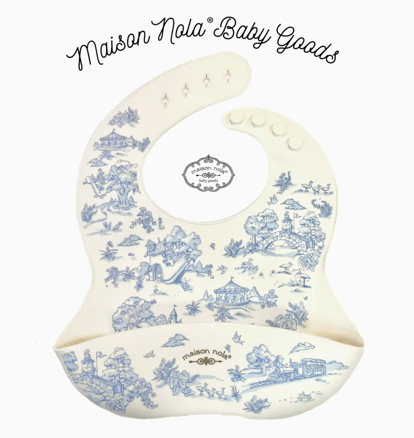 Storyland Toile Silicone Bib Blue